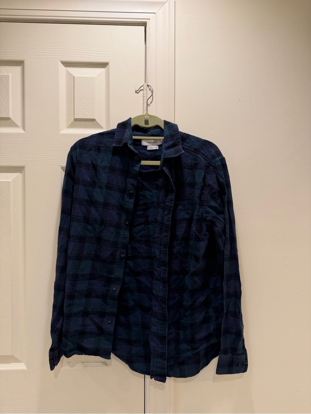 Dark Blue Plaid Button-Up Shirt